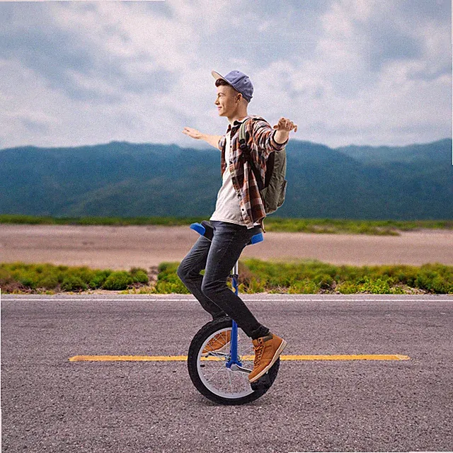 24" Wheel Outdoor Sports Unicycle Adjustable Seat Exercise Bicycle Fitness Bike